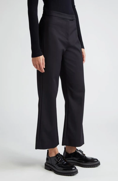 Shop Max Mara Nepeta Stretch Virgin Wool Flare Leg Ankle Trousers In Black