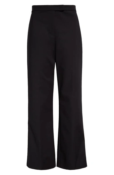 Shop Max Mara Nepeta Stretch Virgin Wool Flare Leg Ankle Trousers In Black