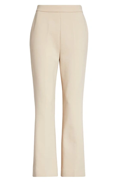 Shop Max Mara Nepeta Stretch Virgin Wool Flare Leg Ankle Trousers In Beige