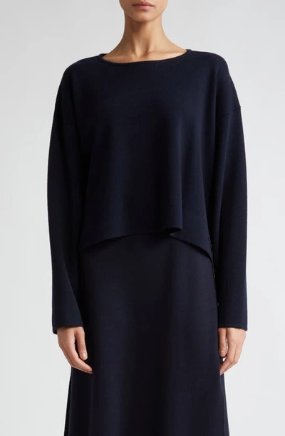 Shop Max Mara Angelo High-low Virgin Wool Sweater In Ultramarine