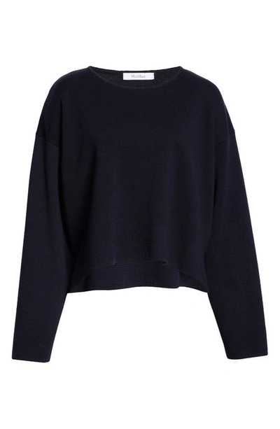 Shop Max Mara Angelo High-low Virgin Wool Sweater In Ultramarine