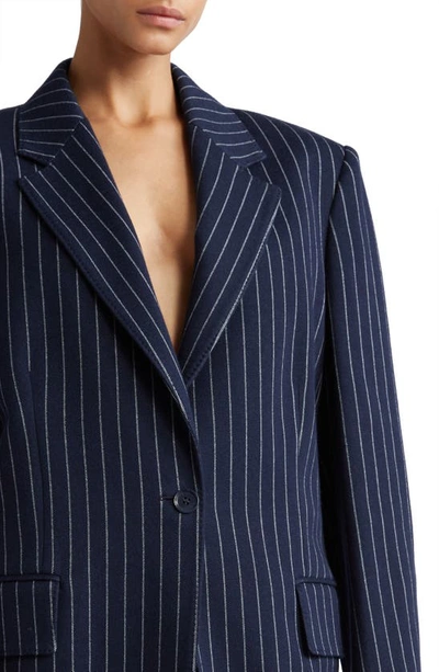 Shop Max Mara Aceri Pinstripe Cotton, Cashmere & Silk Blazer In Ultramarine