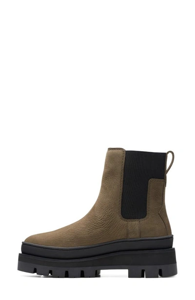 Clarks Orianna 2 Chelsea Boot In Dark Olive Nub