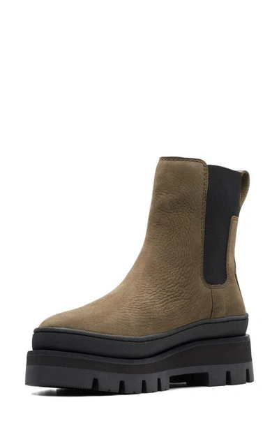 Clarks Orianna 2 Chelsea Boot In Dark Olive Nub