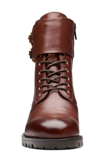 Shop Clarks Palazzo Boot In Dark Tan Leather