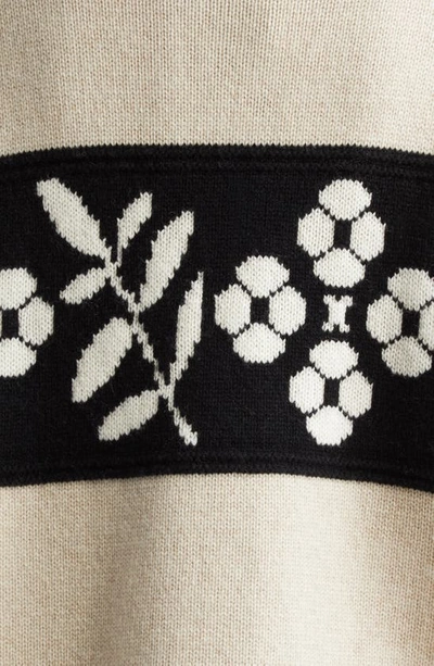 Max Mara Floral Jacquard Oversize Wool & Cashmere Crewneck Sweater In Beige