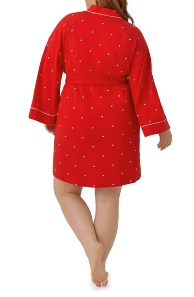 Shop Bedhead Pajamas Heart Dot Stretch Organic Cotton Jersey Robe In Tiny Hearts