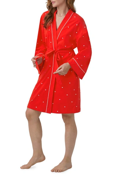 Bedhead Pajamas Heart Dot Stretch Organic Cotton Jersey Robe In Tiny Hearts