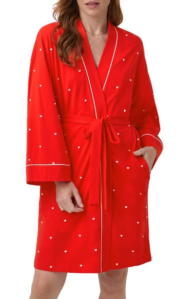 Shop Bedhead Pajamas Heart Dot Stretch Organic Cotton Jersey Robe In Tiny Hearts