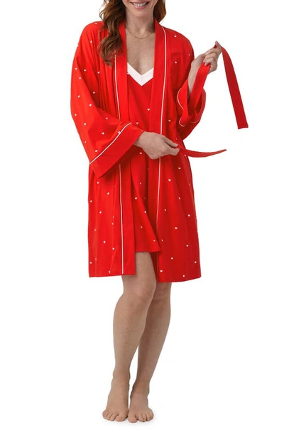 Bedhead Pajamas Heart Dot Stretch Organic Cotton Jersey Robe In Tiny Hearts