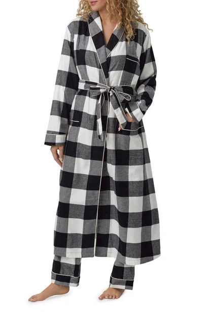 Shop Bedhead Pajamas Buffalo Check Flannel Robe In Antique Check