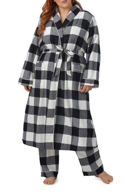 Shop Bedhead Pajamas Buffalo Check Flannel Robe In Antique Check