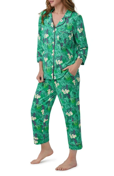 Bedhead Pajamas Print Stretch Organic Cotton Jersey Crop Pajamas In Wintergreens