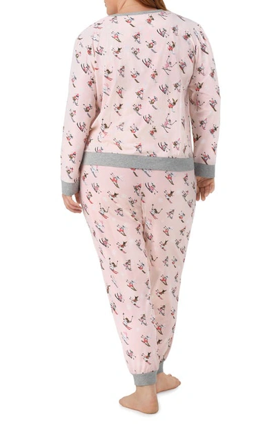 Shop Bedhead Pajamas Ski Bunny Print Stretch Organic Cotton Jersey Pajamas In Ski Bunnies