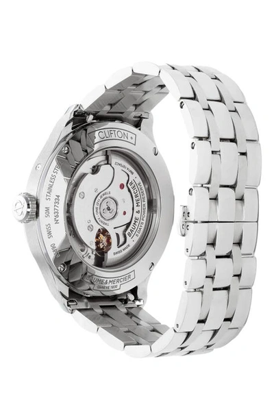 Shop Baume & Mercier Clifton Automatic Moon Phase Bracelet Watch, 42mm In Blue Sapphire