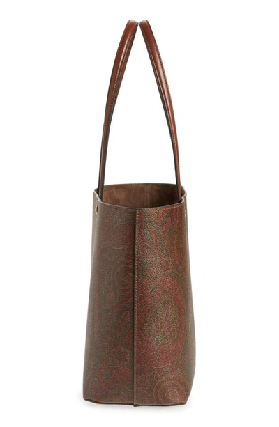 Shop Etro Large Paisley Essential Shopper In Brown/ Red