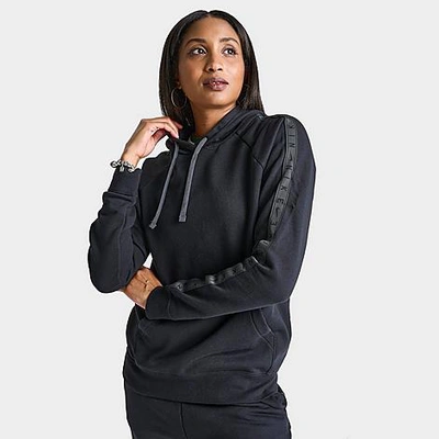 Shop Nike Women's Sportswear Essential Taped Fleece Hoodie In Black/anthracite