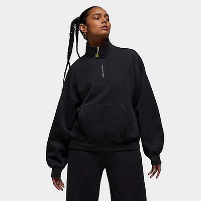 Shop Nike Jordan Women's Flight Fleece Quarter-zip Top In Black 