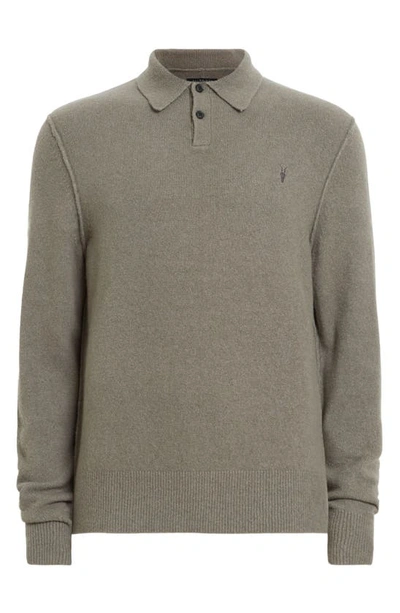 Shop Allsaints Statten Long Sleeve Polo Sweater In Planet Grey