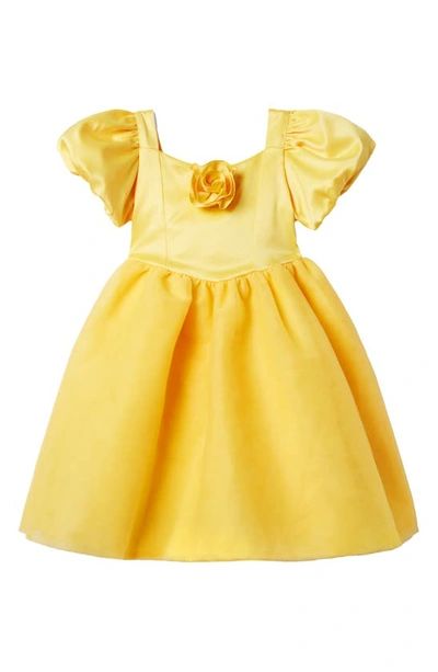 Shop Janie And Jack X Disney Kids' Belle Satin Dress Costume In Yellow