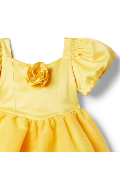 Shop Janie And Jack X Disney Kids' Belle Satin Dress Costume In Yellow