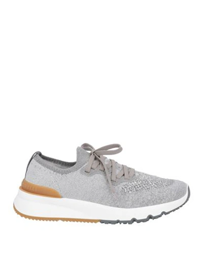 Shop Brunello Cucinelli Man Sneakers Light Grey Size 7 Textile Fibers