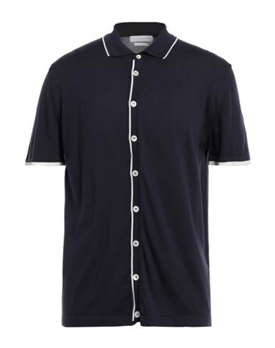 Shop Daniele Fiesoli Man Shirt Navy Blue Size Xxl Giza 45 Cotton
