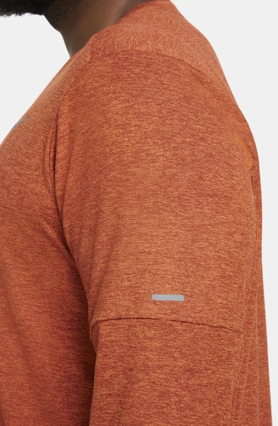 Shop Nike Element Dri-fit Long Sleeve Running T-shirt In Redstone/ Sport Spice