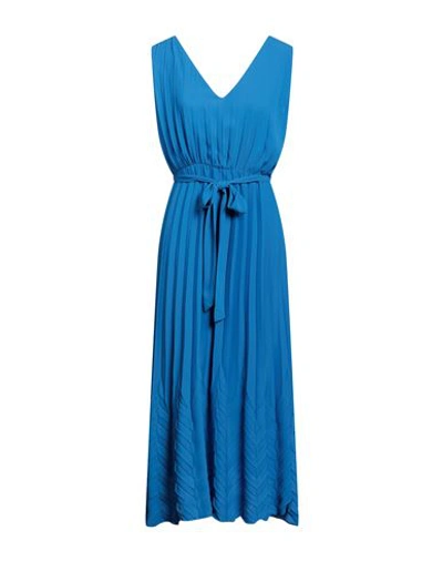 Shop Kaos Woman Midi Dress Azure Size 8 Polyester In Blue