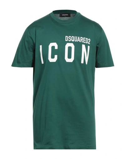 Shop Dsquared2 Man T-shirt Green Size L Cotton