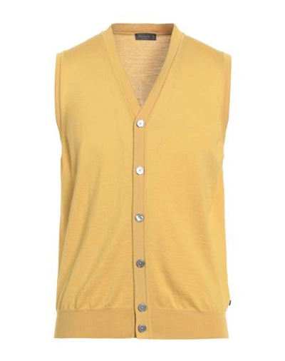 Shop Ferrante Man Cardigan Yellow Size 40 Merino Wool