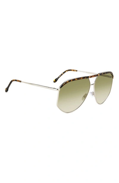 Shop Isabel Marant 64mm Oversize Aviator Sunglasses In Palladium Havana/ Green Shaded