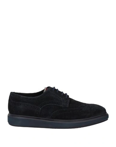 Shop Harmont & Blaine Man Lace-up Shoes Midnight Blue Size 9 Soft Leather
