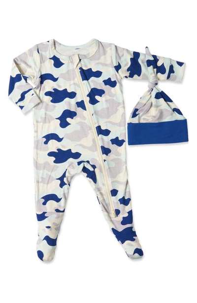 Shop Baby Grey By Everly Grey Jersey Footie & Hat Set In Camo