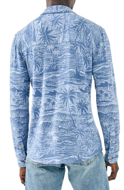 Shop Faherty Legend Aloha Print Brushed Knit Button-up Shirt In Coastal Waters