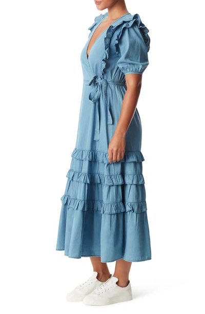 Shop Sam Edelman Ophelia Ruffle Wrap Dress In Tide Wash
