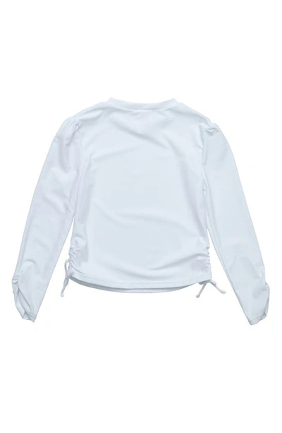 Snapper Rock Toddlerchild Girls White Rouched Ls Rash Top In White