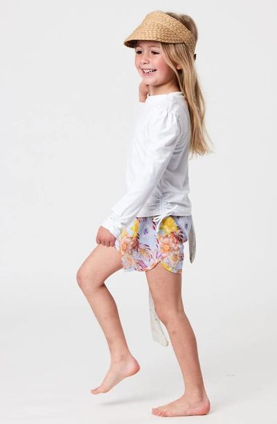 Snapper Rock Toddlerchild Girls White Rouched Ls Rash Top In White
