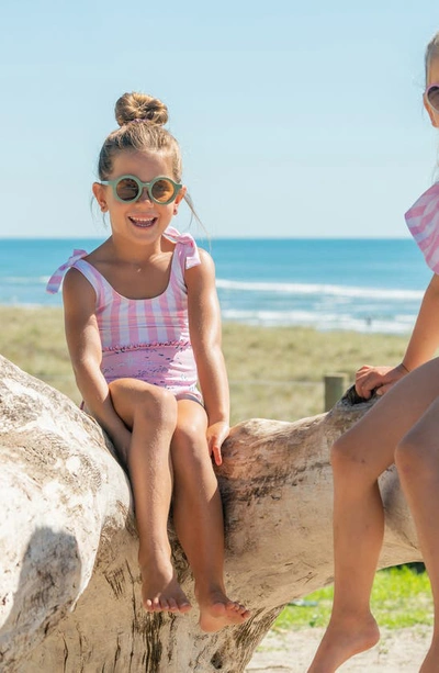 Shop Snapper Rock Kids' Pink Sea Print Ruffle One-piece Swimsuit