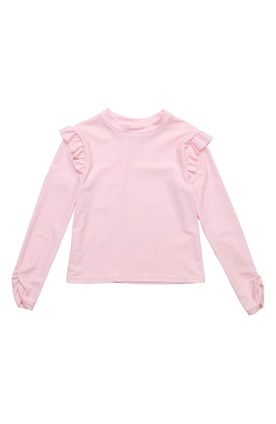 Shop Snapper Rock Kids' Ballet Pink Ruffle Trim Long Sleeve Rashguard Top