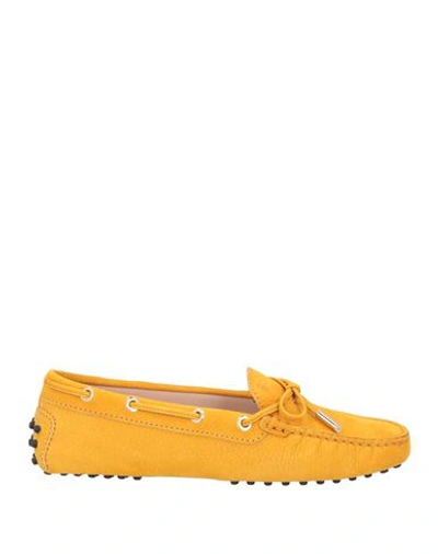 Shop Tod's Woman Loafers Ocher Size 8 Leather In Yellow