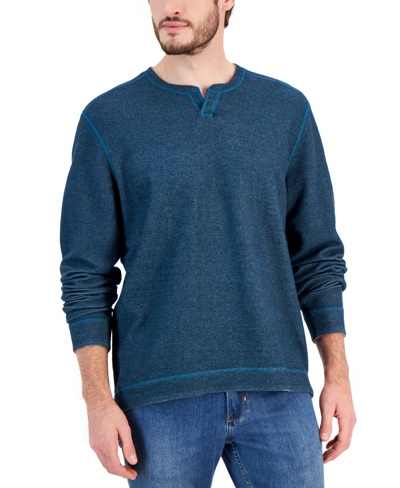 Shop Tommy Bahama Men's Bayview Reversible Split-neck Sweatshirt In Ink Blue