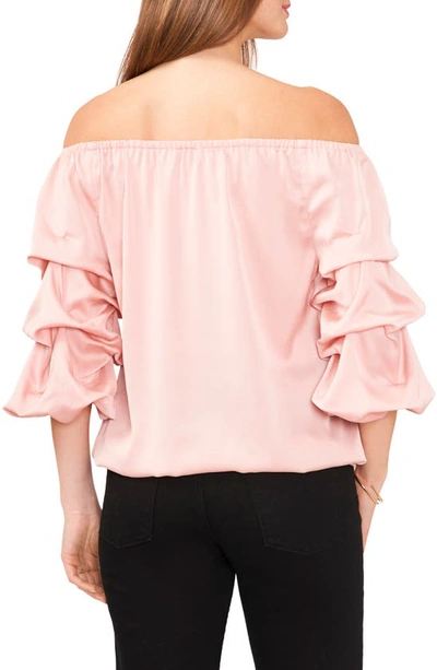 Shop Vince Camuto Off The Shoulder Bubble Sleeve Top In Pink Rouge