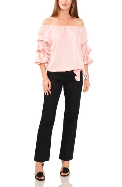 Shop Vince Camuto Off The Shoulder Bubble Sleeve Top In Pink Rouge