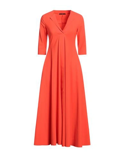 Shop High Woman Midi Dress Coral Size 2 Nylon, Elastane In Red