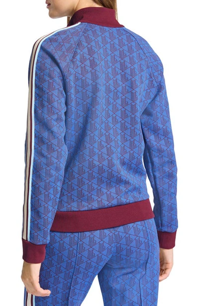 Shop Lacoste Logo Monogram Stripe Track Jacket In Blue
