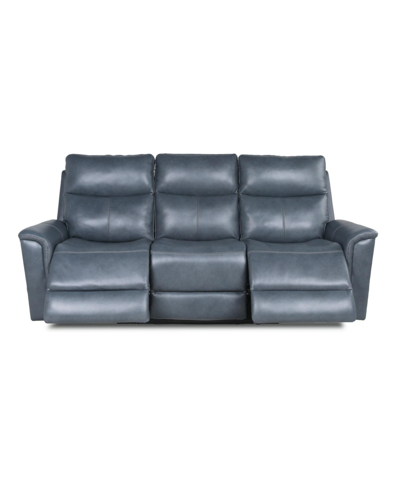 Shop Nice Link Drake 86" Leather With Power Headrest And Footrest Reclining Sofa In Slate Blue