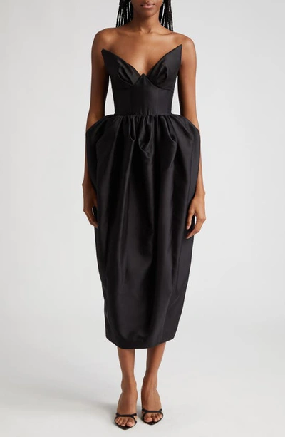 Shop Zimmermann Matchmaker Silk & Wool Bustier Midi Dress In Black