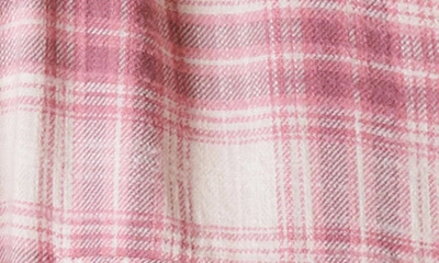 Shop Lucky Brand Buffalo Check Cotton Flannel Raw Hem Crop Shirt In Pink Blush Plaid