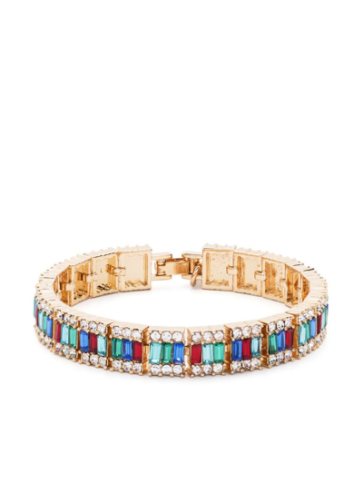 Shop Kenneth Jay Lane Gold-tone Crystal-trim Baguette Bracelet